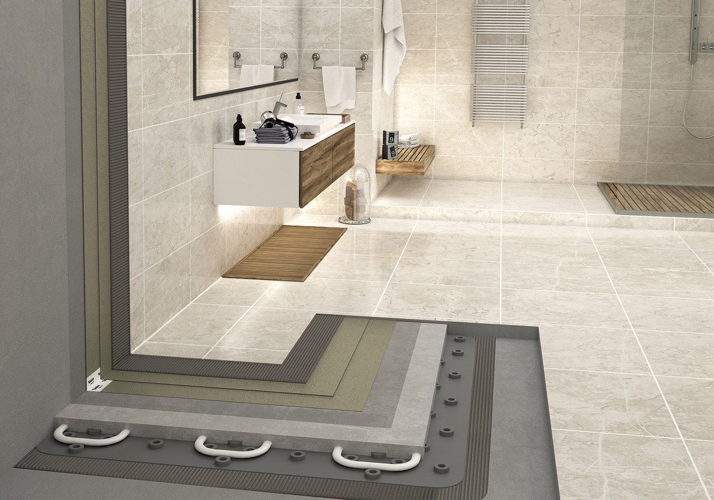 Solutions for Waterproofing & Ceramic Tile Application on Underfloor Heating Systems